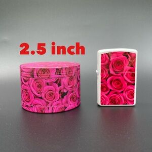Red rose flower 2.5 inch aluminum grinder & light-er set